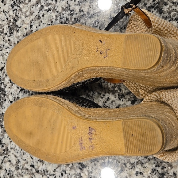 COACH MEGAN BLACK AND SILVER LOGO WEDGE ESPADRILLES. SIZE 10B. - Picture 13 of 16